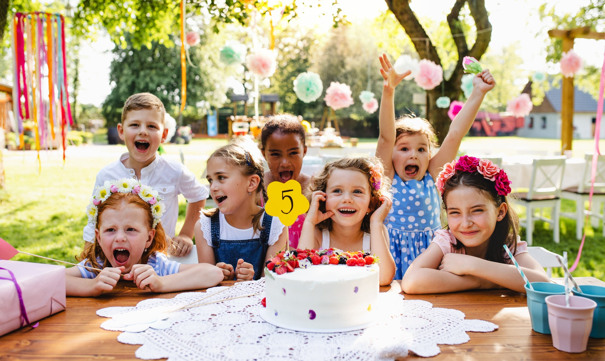 Children at a Curiouser birthday party